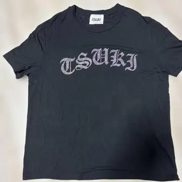 TSUKI 블랙 T셔츠 스톤 장식