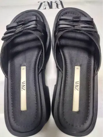 ZARA 블랙 리본 힐 샌들 37cm