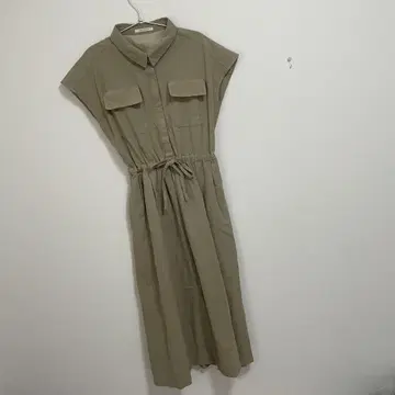 밤 네이비 허리 리본 밀리터리 원피스