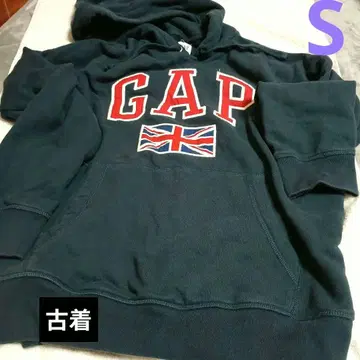 GAP 다크 블루 후드 부착 후드티 영국 국기 y2k