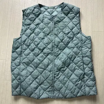 유니클로 WARM PADDED 퀼팅 베스트 XL 파스텔 그린 계열