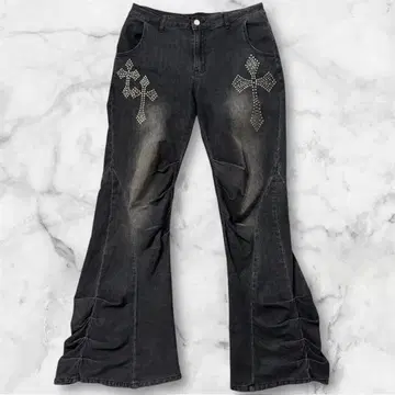 archive grunge flared denim pants y2k