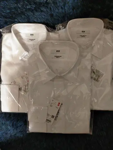 유니클로 화이트 슬림핏 와이셔츠 L 3개 세트