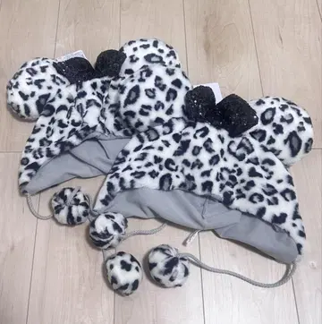 디즈니 팬캡 레오파드 무늬 화이트 블랙 2개 세트 새상품