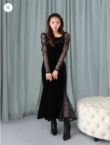 Velvet sheer long onepiece
