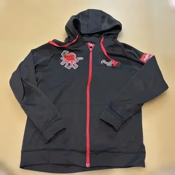 Rawlings 풀 집업 후드티 블랙/빨간색