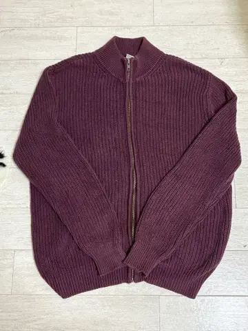 L.L.Bean 버건디 지퍼 가디건