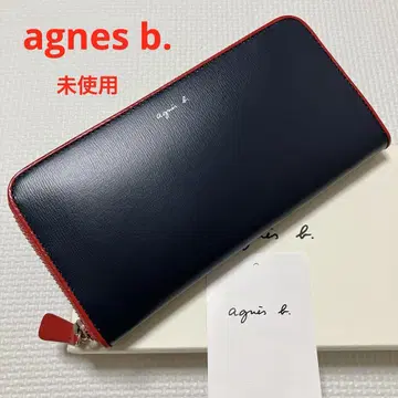 미사용 agnes b. 아네스베 가죽 라운드 장지갑 네이비 박스 포함