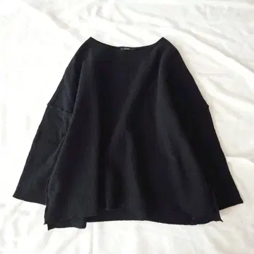 코튼 융모 울 풀오버 블랙