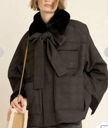 FURFUR 패디드 보타이 워크 블루종 체크 무늬