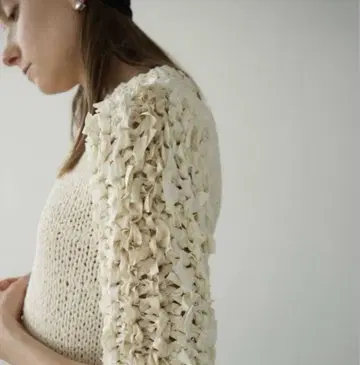 CLANE FRILL HALF SLEEVE HAND KNIT TOPS