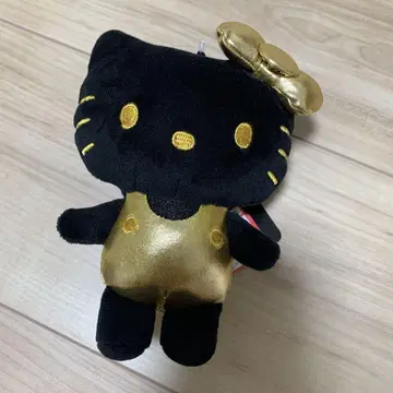 헬로키티 봉제 인형 키체인 블랙 골드 산리오 아베일
