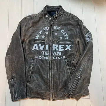 AVIREX 아비렉스 싱글 라이더 가죽 자켓 프린트