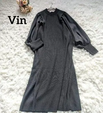 Vin 이소재 리브 니트 원피스 블랙 깔끔하고 고급스러운 스타일