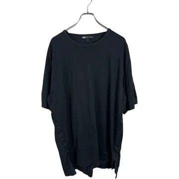 Y-3 와이스리 남성용 블랙 반팔 티셔츠 사이드 라인 백 로고