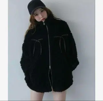 NICE CLAUP 사이드 라인 리본 보아 블루종