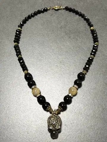 목걸이 스컬 해골 염주 오닉스 자동차 액세서리 이카츠이 오라 오라