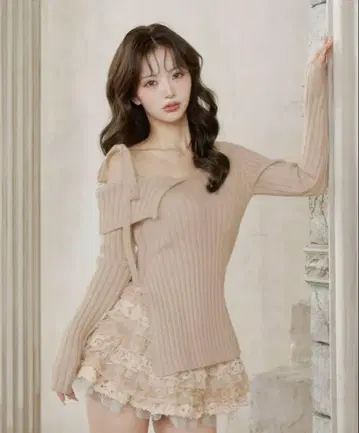 다리치 랜덤 프릴 니트 셋업