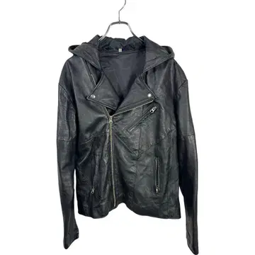 남성용 리얼 가죽 후드 부착 라이더 자켓 더블 천연 가죽 블루종