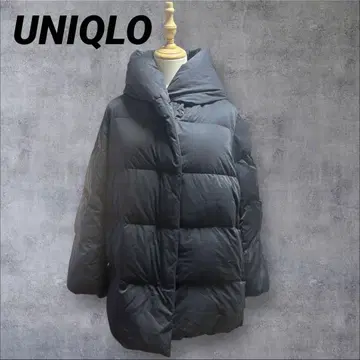 UNIQLO 유니클로 후드 부착 블랙 하프 다운 자켓 여성스러움