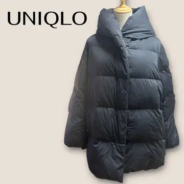 UNIQLO 유니클로 후드 부착 블랙 하프 다운 자켓 여성스러움