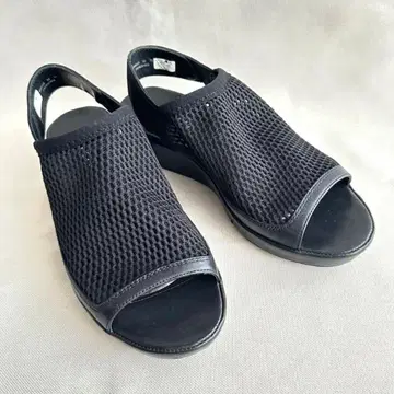 ecco 에코 올 블랙 샌들 통굽 메쉬 웨지 샌들