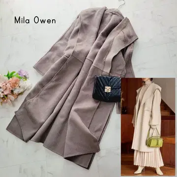 Mila Owen 미라 오웬*카라 디자인 하프 기장 코트 모카 울
