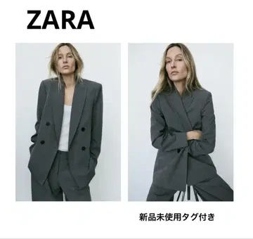 택 포함 새상품 [ ZARA ] 더블 브레스트 사양 숄더 패드 블레이저