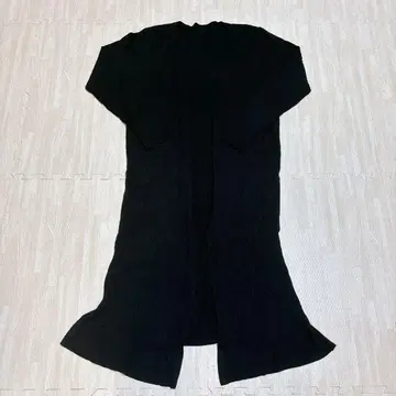 [ 새상품급 ] 리브 블랙 롱 가디건 긴팔 레이스 접힌 부분