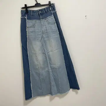 지나시스 리메이크 데님 롱 스커트
