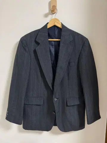 Made In USA 스트라이프 테일러드 자켓 다크 그레이