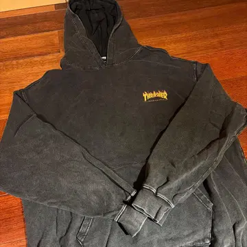 THRASHER 프레임 로고 후드티 XL 다크 그레이