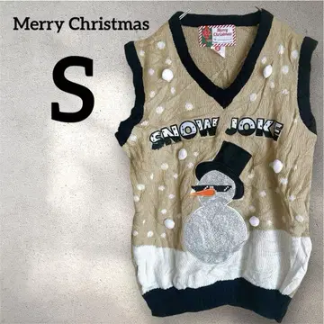 새상품급 Merry Christmas [ S ] 스노우맨 니트 베스트
