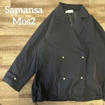 Samansa Mos2 드롭 숄더 블루종 바스락 더블 버튼