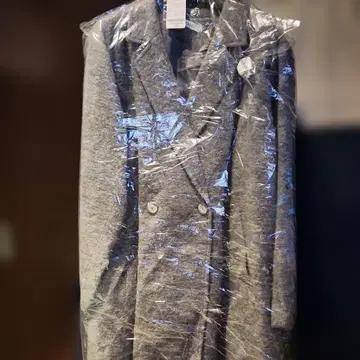 그레이 더블 브레스트 롱 코트