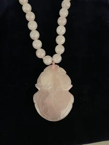 레어 로즈쿼츠 복숭아 모양 펜던트 목걸이