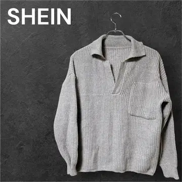 [SHEIN] (XL) / 남성용 상의 리브 니트 카라 스웨터