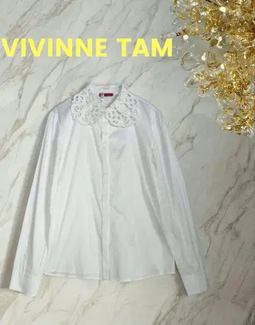 비비안 탐 구름 레이스 카라 스트레치 블라우스 화이트