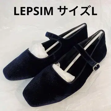 [ 컨디션 최상 ] LEPSIM 네이비 벨벳 스트랩 플랫슈즈 L