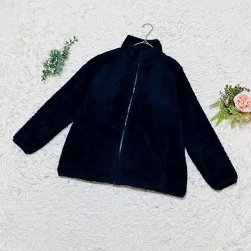 [유니클로] 퍼 리프 플리스 풀집 자켓 빅 사이즈 네이비 XXL