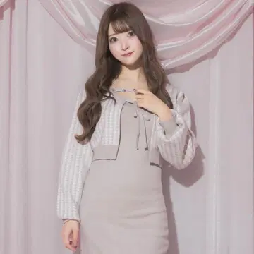 pium 피움 비쥬 테이프 니트 원피스 세트