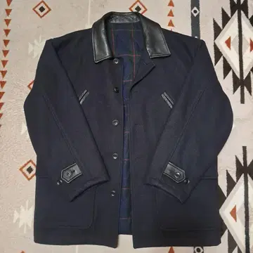 브랜드 미상 미들 기장 네이비 울 코트 자켓 남성용 XL