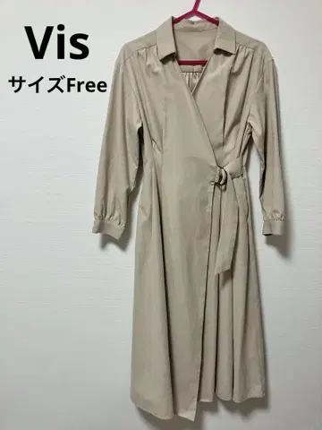 베이지 랩 스타일 트렌치코트 원피스