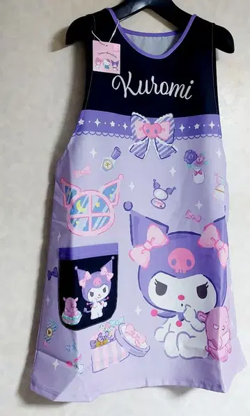 산리오 쿠로미 Kuromi 에이프런 보라색 블랙 보육사 간호사 블랙