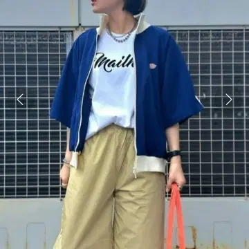 새상품급 디키즈 Dickies 반팔 트랙 자켓 L 사이즈 파랑/화이트