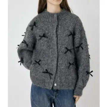 MOUSSY RIBBON FANCY 가디건 그레이