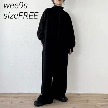 wee9s 하이넥 하프 집업 맨투맨 올인원 블랙 Free