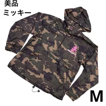 [ 새상품급 ] 미키 나일론 자켓 하프 지퍼 카모플라쥬 디즈니 M 90s
