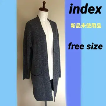 미사용 새상품 index 프리 사이즈 다크 그레이 롱 니트 가디건