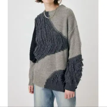 MOUSSY 패치 디자인 니트 그레이